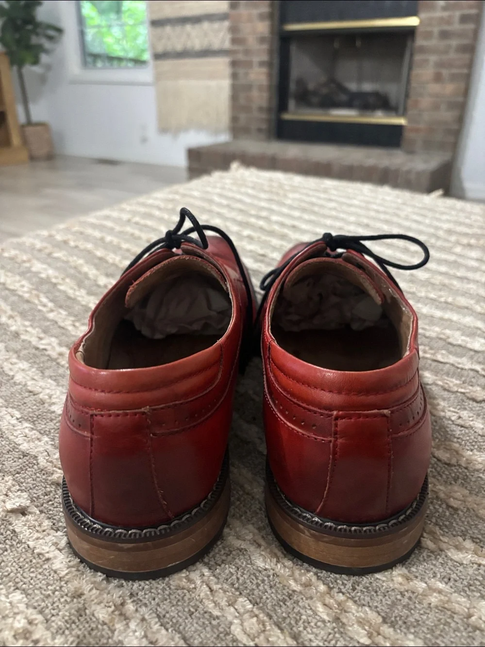 Stacy Adams Fletcher Wingtip Oxford Red Men's Dress Leather Shoes Size: 10